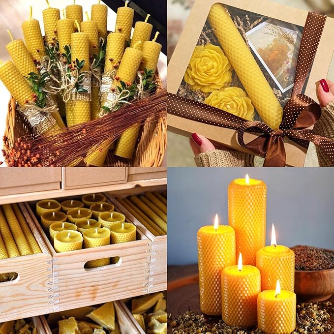 GBACHOOSE 8x8 inch Beeswax Sheets for Candle Making, 24PCS Beeswax Sheets Beeswax Candle Sheet for Candle Making Rolling DIY Kits, Wax Candle Sheets Create Your Own Unique Candles(Yellow)