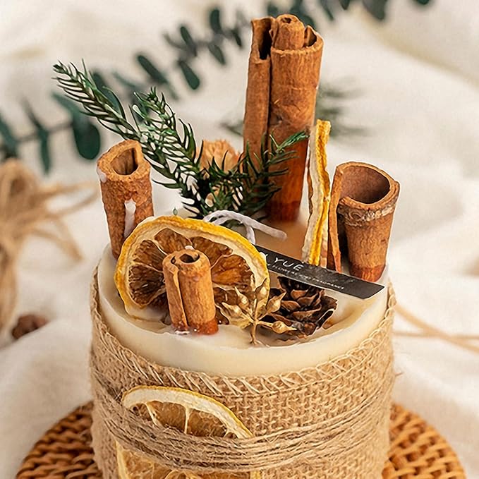 SimpleVibesXinPuwei DIY Lemon Cinnamon Pillar Wax Material Kit - Festive Handmade Activity Scented Wax Crafting Set (B)
