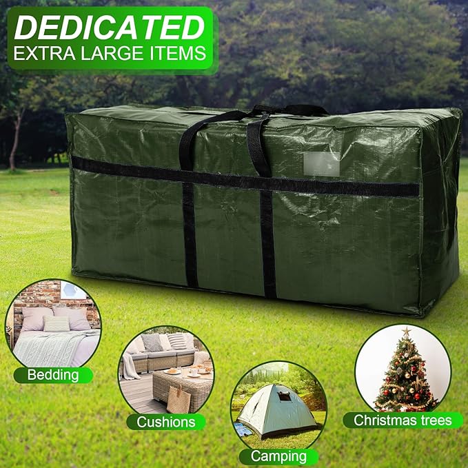 4 Pcs 66 Gallon Extra Large Moving Bags Heavy Duty Storage Bag with Strong Zipper Handle Foldable XXL Jumbo Storage Tote Packing Moving Box for College Dorm Travel Cloth Duffle (Green)