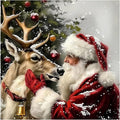 Christmas Diamond Art Kits for Adults & Beginners,5D Full Drill Round Winter Diamond Painting Kit, DIY Holiday Paint with Diamond Dots,Santa & Deer Gem Art Painting Wall Decor Gift (14x14 Inch)