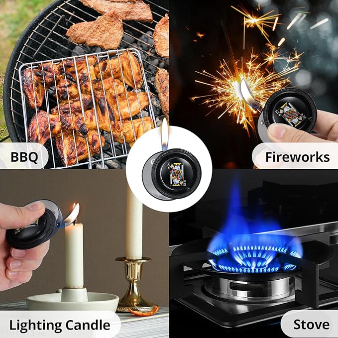 CHOICEDC Cool Lighter for Men, King of Spades Unique Lighters, Adjustable Refillable Butane Lighter, Soft Flame Funny Pocket Lighters with Poker Card Design, Novelty Gifts for Men Women, No Gas