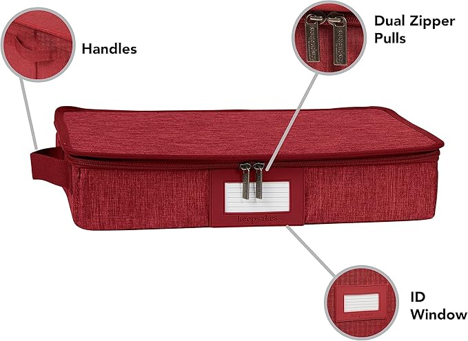 Covermates Keepsakes Zip-Top Storage Box Set, 3 Pack Heavy Duty Polyester Organizer Bins, Stackable Design, ID Window, Reinforced Handles, Closet Home Storage, Red Heather