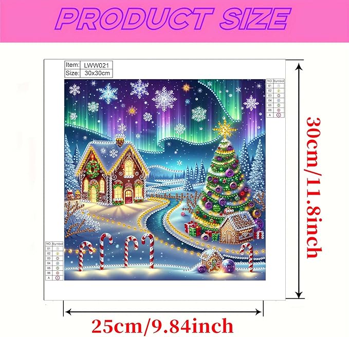 5D Aurora Xmas House Special Shape Diamond Art Kits for Beginners, Christmas Winter Theme Diamonds Painting Kits for Adults,DIY Crystal Rhinestones Diamond Paintings for Home Wall Decor 12×12Inch