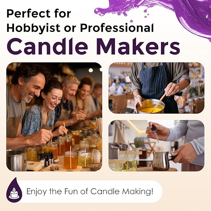 Purple Liquid Candle Dye (.25 oz) - Made in the USA - Safe and Easy to Use - Pure and Simple Ingredients - Candle Making Supplies for Soy, Paraffin, Palm or Gel Wax - 10 Vibrant Colors to Choose from