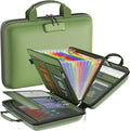 Fireproof File Organizer with Lock, Hard Case Fireproof Document Box with 13 Colorful Pockets Accordion File Folder, Important Document Organizer for Letter A4 Files Laptop Passports (Green)
