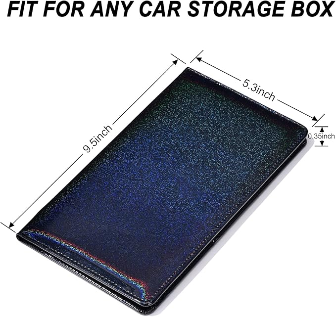 HERRIAT Car Registration and Insurance Card Holder,Glitter Leather Vehicle Glove Box Automobile Documents Paperwork Wallet Case Organizer for ID, Key Contact Information Cards,Men&Women