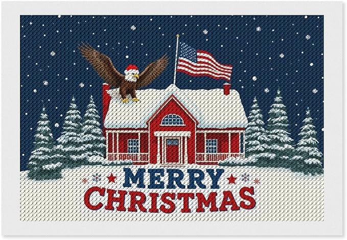 AIVKIEJK Diamond Painting Kits for Adults - American Red House, Snowflakes, Merry Christmas Painting DIY 5D Full Drill Diamond Dots Paintings with Diamonds Gem Art and Crafts Home Decor 8"x12"