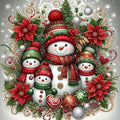 Christmas Diamond Art Kits for Adults, Snowman Family Diamond Painting Kits for Beginners, 5D Full Drill Gem Art Paint with Diamonds Dots Crafts Kits for Home Decor Gift 14x14inch