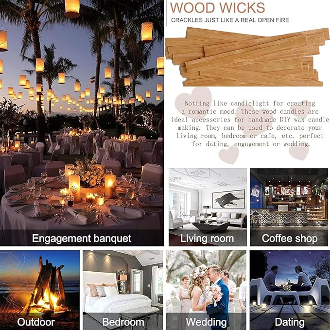 Double-Layered Wood Wicks for Candles Making, 30 Sets Wooden Wicks with Base, Wooden Candle Wick