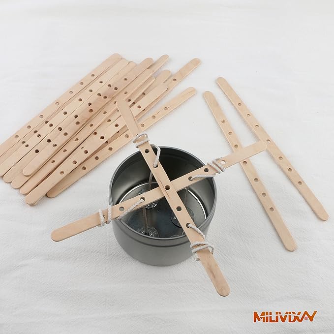 MILIVIXAY 100pcs Wooden Wick Holders - Candle Wicks Centering Device for Large & Multiwick Candles.