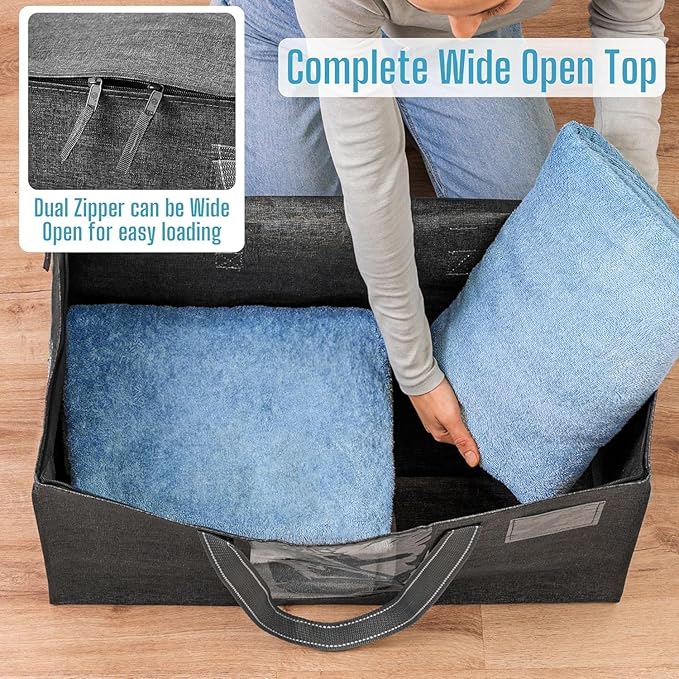 VENO 6 Pack Heavy Duty Moving Bags, Clothes and Comforter Storage Bags with Clear Window, College Dorm Essentials Packing Supplies, Foldable Boxes Alternative (Gray, 6 Pack)