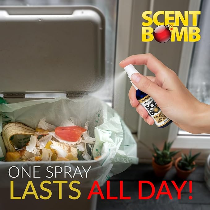 Scent Bomb Air Freshener Spray, Long-Lasting Odor Eliminator - Effective Deodorizer for Home & Car, Fresh Room Spray for Kitchen, Bathroom & Smell Neutralizer - 1 oz Pack of 4, Vanilla-liscious Scent
