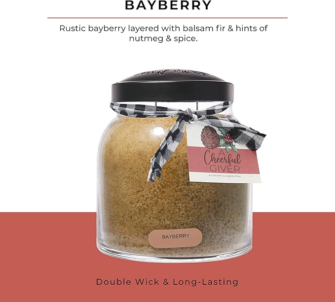 A Cheerful Giver - Bayberry - 34oz Papa Scented Candle Jar with Lid - Keepers of the Light - 155 Hours of Burn Time, Gift for Women, Green