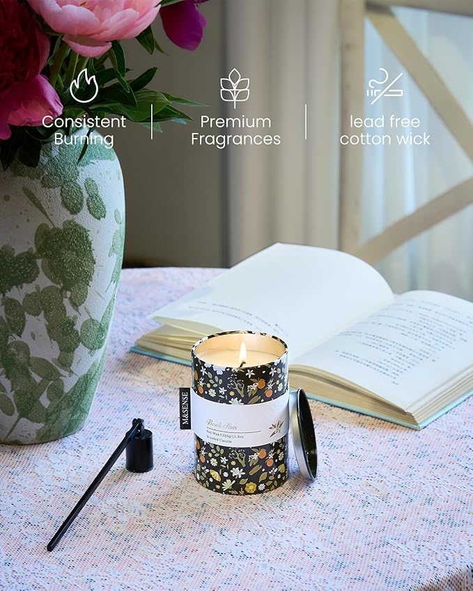 M&SENSE Spring Candle 11.3 oz, Neroli Noir Scented Candle, Non-Toxin Soy Wax for Home Scented, Floral Candles Gift for Her, Up to 70 Hours Burning Long-Lasting Fragrance