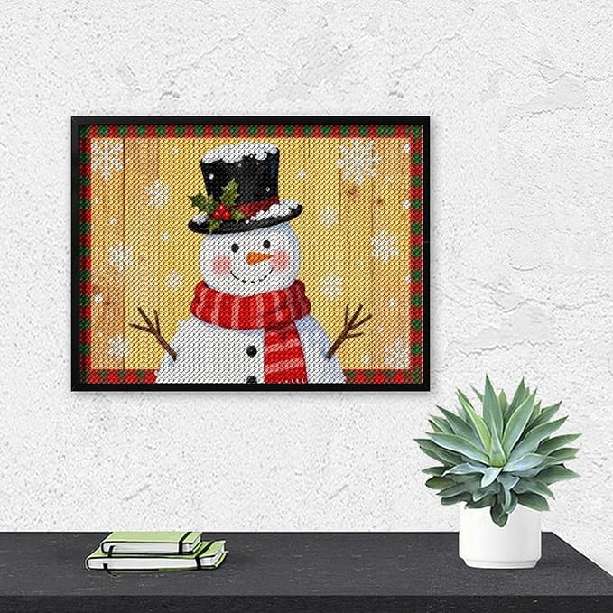 AIVKIEJK Diamond Painting Kits for Adults - Festive Snowman Red Scarf Painting DIY 5D Full Drill Diamond Dots Paintings with Diamonds Gem Art and Crafts Home Decor 12"x16"