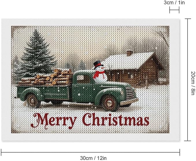 AIVKIEJK Diamond Painting Kits for Adults - Christmas Truck with Snowman & Cabin Winter Painting DIY 5D Full Drill Diamond Dots Paintings with Diamonds Gem Art and Crafts Home Decor 8"x12"
