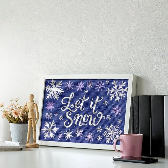 AIVKIEJK Diamond Painting Kits for Adults - Festive Snowflake Christmas Let It Snow Painting DIY 5D Full Drill Diamond Dots Paintings with Diamonds Gem Art and Crafts Home Decor 8"x12"
