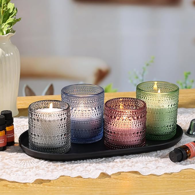 LAMORGIFT Pearled Candle Making Kit- Sand Wax Gift Set- 3.3LB Candle Sand with Wicks, 4 Pcs Glass Candle-Jars with Plastic Tray, 40ml Fragrance Oils Accessories for DIY Scented Candles & Home Decor