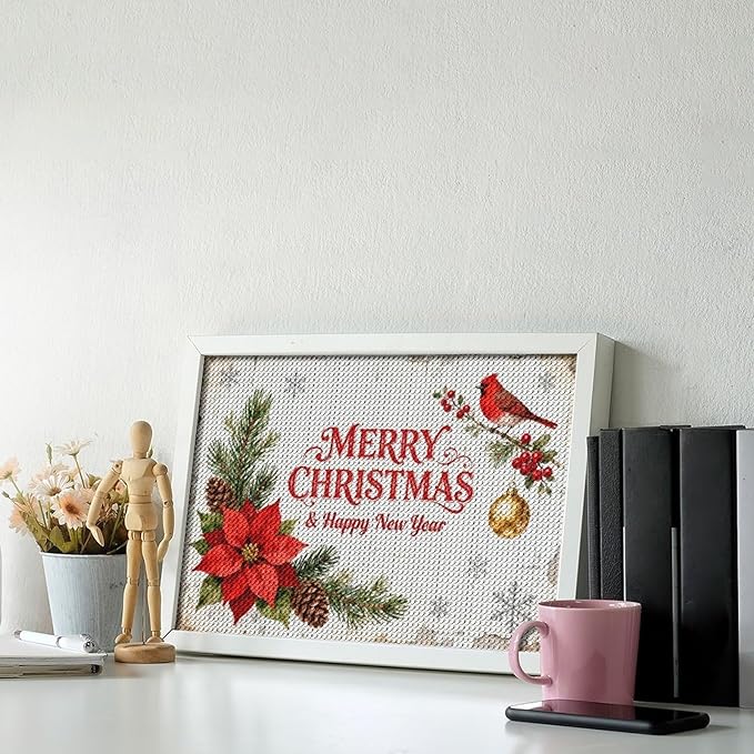 AIVKIEJK Diamond Painting Kits for Adults - Merry Christmas & Happy New Year Painting DIY 5D Full Drill Diamond Dots Paintings with Diamonds Gem Art and Crafts Home Decor 8"x12"