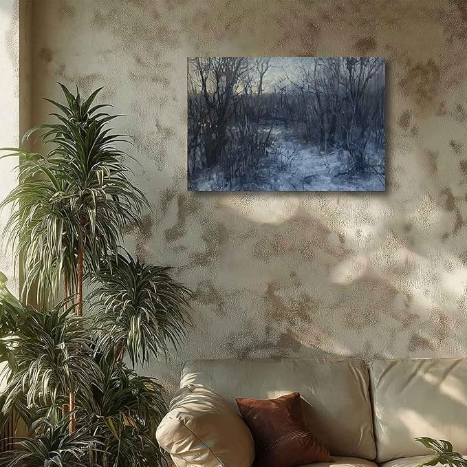 Misty Winter Bare Trees Landscape Paint by Numbers for Adults, Moody Forest DIY Painting Kit, Home Wall Decor 24 Colors 20x24 inch Framed