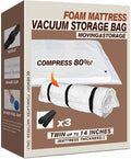 Twin Size Mattress Vacuum Bag for Memory Foam/Latex Mattress Upto 14 Inch, Moving Shipping and Storage, Waterproof and Airtight with 3 Adjustable Straps