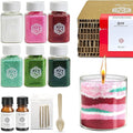DIY Pearled Candle Sand Kit -11 Oz Sand Wax Beads (6 Colors), 2x10ml Scented Essential Oils, 4 Reusable Wicks, Glass Cup & Spoon, Handmade Candle Craft Gift Set for Women Mom Girlfriend