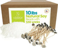 Soy Wax Beads for Candle Making | 10lb Soy Candle Wax Pastilles + 120 Wicks | Smooth Blend for High Load Fragrance Formulation |Candle Making Supplies