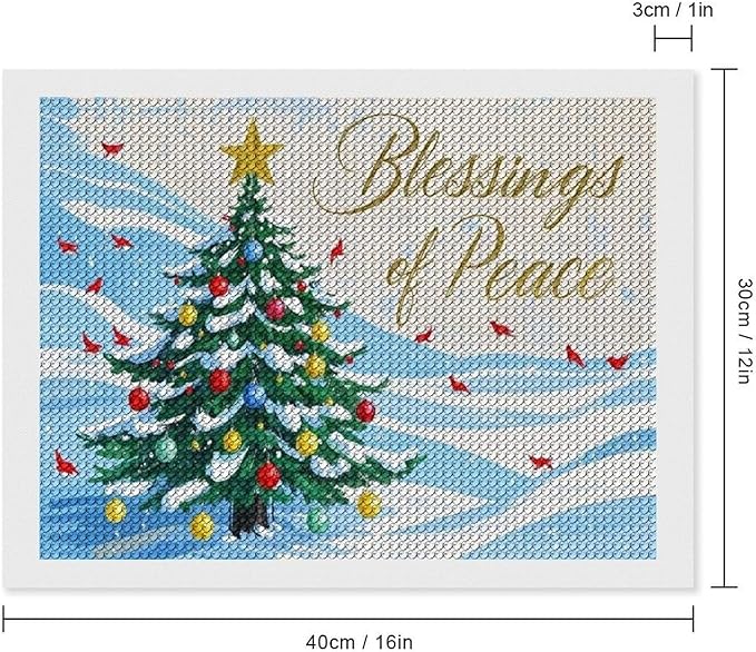 Diamond Painting Kits for Adults - Christmas Snowy Pine & Inspirational Blessings of Peace Painting DIY 5D Full Drill Diamond Dots Paintings with Diamonds Gem Art And Crafts Home Decor 12"x16"
