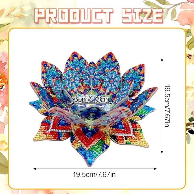 5D DIY Diamond Art Painting PVC Flower Candle Holders Tealight/Tea Light/Votive Candle Holder, for Table Centerpiece Home Décor Party Wedding Dinning-Flower04