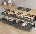 Seinloes 4 Pack Pull out Cabinet Organizer 21" Deep With Raising Pad for Framed Cabinets,Expandable (15.2"-26.3"W) Slide out Drawers for Kitchen Cabinets with 4pcs Divider Racks,Roll out Shelves,Black