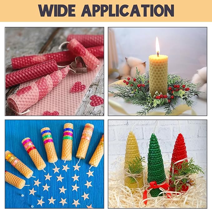 LDHHYH 24pcs 8 x 10 Inch Beeswax Sheets for Candle Making, 8 Colorful Beeswax Candle Making Kit for Adults, Honeycomb Sheet with Cotton Wick for DIY Craft Gift