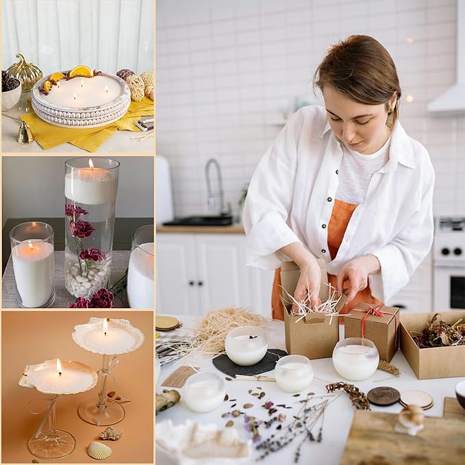 Pansyling 50pcs 6" Natural Candle Wicks for Candle Making, Pre-Waxed Cotton Wicks DIY Candle Making Kits, Smoke-Free, Long-Burning, Cut to Fit Any Candle Containers