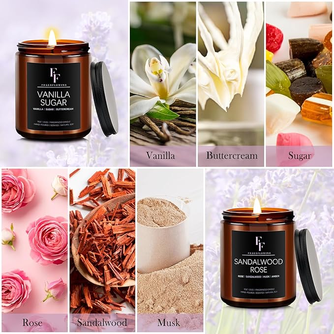 Scented Candles for Home Scented Aromatherapy Candles, 4 Pack 28 Oz Soy Wax Candle Gift Set Valentine's Day Gift for Women Men (Lavender/Vanilla//Sandalwood Rose/Moroccan Amber)