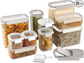 Bentgo Pantry - 22-Piece Airtight Food Storage Containers, Clear and Stackable Kitchen and Pantry Organization Set, Locking Lids for Freshness, Bonus Cereal Lid & Scoop, BPA-Free Plastic (White Stone)