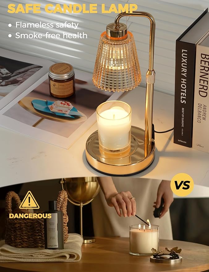 GODONLIF Candle Warmer Lamp with Timer Dimmable, Birthday Gifts for Women Mom, House Warming Gifts New Home Decor, Wax Melt Warmer for Jar Candles with 2 Bulbs