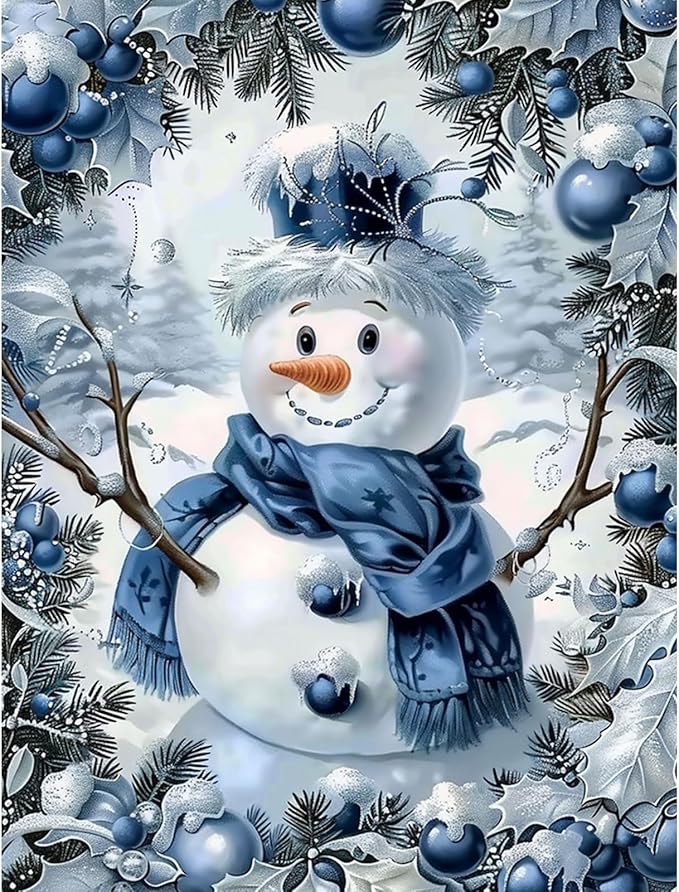 Skyboda Christmas Diamond Art Kits for Adults Beginners, Christmas Snowman Diamond Painting Kits for Adults,5D Full Drill DIY Diamond Dot Gem Art Kit Wall Home Decor Arts Craft 12x16 inch