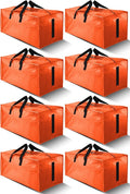 HOMESURE 8 Pack Large Strong Moving Bags with Zippers & Carrying Handles - Water-Resistant - Heavy Duty Storage Tote for Space Saving, Fold Flat, Alternative to Moving Box (Orange)