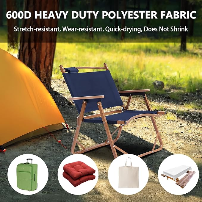 Waterproof Canvas Fabric by The Yard 58inch 600D Upholstery Material Polyester Fabric Outdoor Water Resistant Fabric for Sewing Chair Patio Cushion Purse Bag Interior, Pre Cut 1 Yard Navy Blue