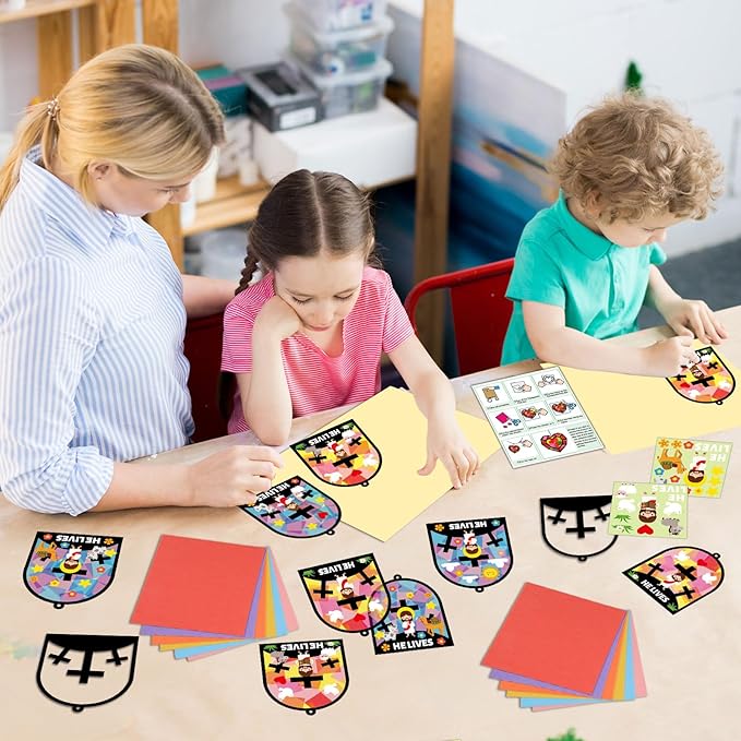 Qyeahkj 36 Set Easter Jesus Cross Suncatchers Crafts for Kids DIY Christian Religion Cross Window Tissue Paper Craft Kit Hanging Decor for School Home Activity Art Project Birthday Party Favor