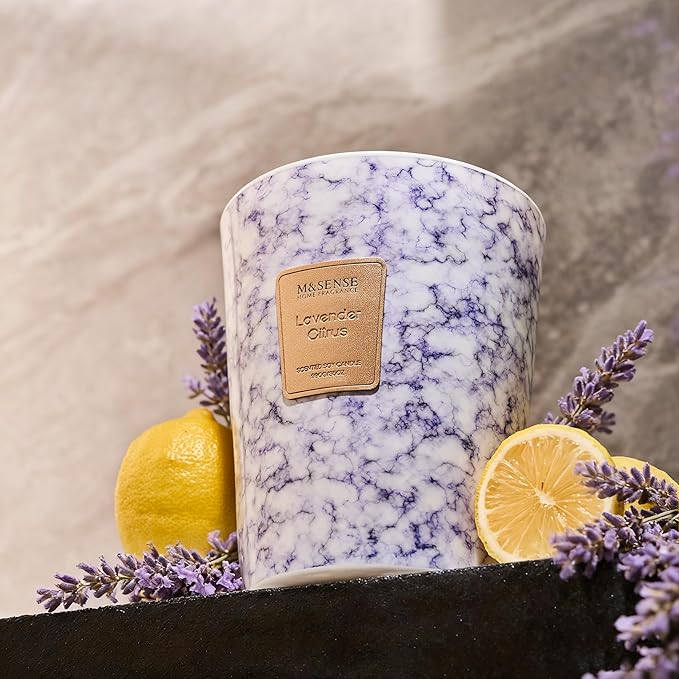M&SENSE Extra Large Candle 35oz 150H LavenderCitrus Scented Candle, 3 Wick Highly Scented Jar Candle, XL Candles Gift for Stress Relief, Meditation, Yoga