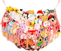 Large Stuffed Animal Net or Hammock for Flat Wall Mounted Handmade Macrame Toy Hammock Plush Display (Pink)