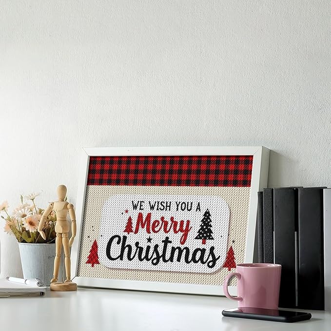 AIVKIEJK Diamond Painting Kits for Adults - Merry Christmas Welcome Painting DIY 5D Full Drill Diamond Dots Paintings with Diamonds Gem Art and Crafts Home Decor 8"x12"