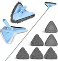 NEWE Wall Washer Mop with 80 Inch Long Handle, Wall and Ceiling Cleaner, 180° Folding Wall Scrubber with Long Handle, Triangle Baseboard Scrubber, 4 Chenille Duster & 2 Microfiber Pads