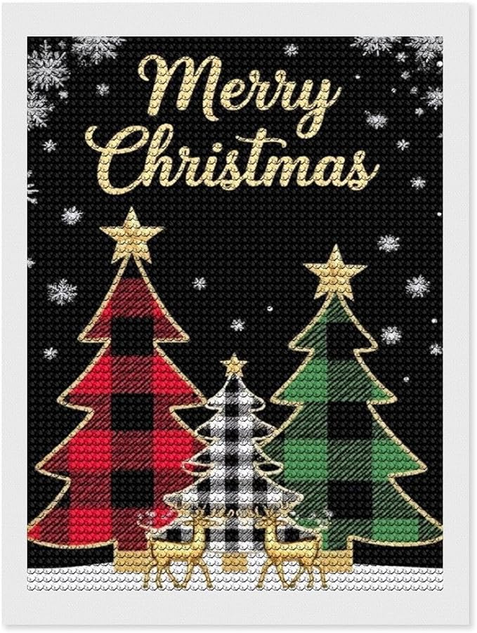 AIVKIEJK Diamond Painting Kits for Adults - Merry Christmas Tree Holiday Painting DIY 5D Full Drill Diamond Dots Paintings with Diamonds Gem Art and Crafts Home Decor 12"x16"