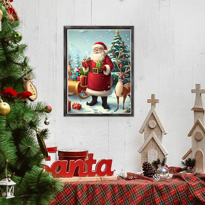 DOMROM Christmas Diamond Painting Kits, Santa Claus 5D Diamond Art Kits,Gem Art Painting with Diamonds Dots, Arts and Crafts for Beginners Adult Wall Decor 12 x 16inch