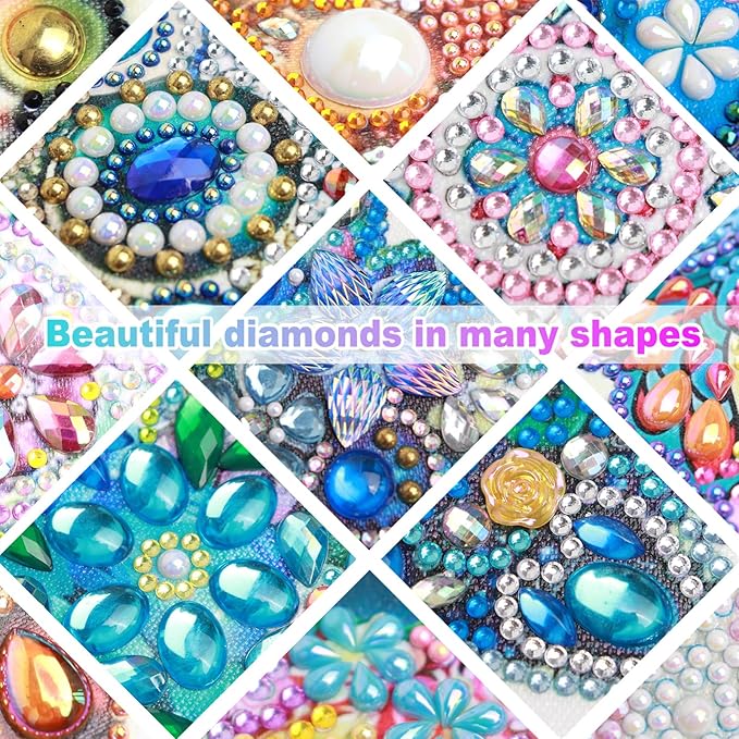 Xmas Flower 5D Special Shape Diamond Art Kits for Beginners, Christmas Winter Theme Diamonds Painting Kits for Adults,DIY Crystal Rhinestones Diamond Paintings for Home Wall Decor 12×12Inch
