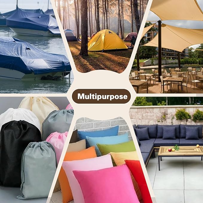 ANMINY 100% Waterproof Outdoor Fabric 3 Yards, 58" W 600D Marine Canvas Fabric with PVC Backing, Ripstop Upholstery Material by The Yard for Furniture Boat Covers Tent Awning, Khaki
