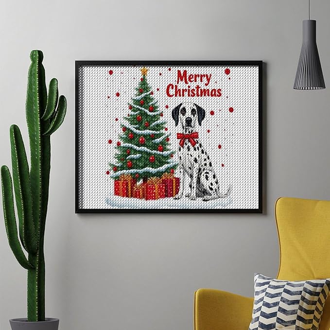 AIVKIEJK Diamond Painting Kits for Adults - Christmas Joyful Canine Holiday Painting DIY 5D Full Drill Diamond Dots Paintings with Diamonds Gem Art and Crafts Home Decor 16"x20"