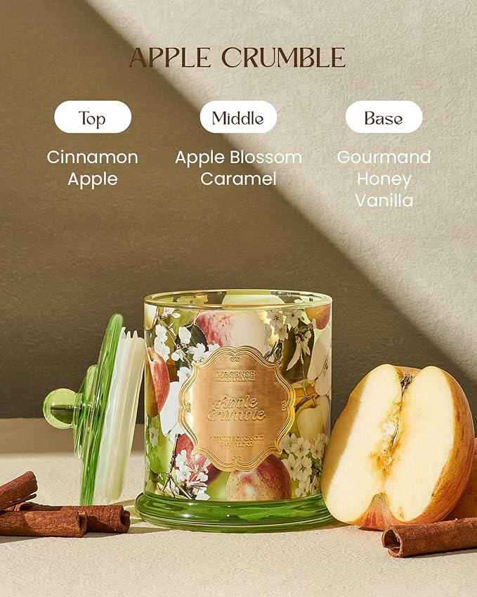 M&SENSE Apple Crumble Soy Candles for Home Scented, Organic Non Toxic 12.7oz Large Jar Candle 75 Hours Long Lasting, Winter Home Fragrance Housewarming New Year Gifts