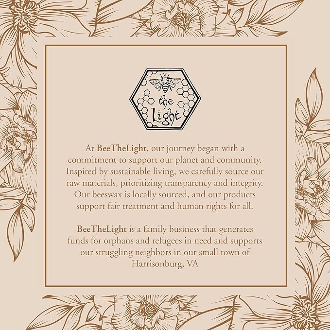 BeeTheLight Beeswax Jar Candle - 100% Pure USA Bees Wax in Glass Container - All Natural Light Honey Scent